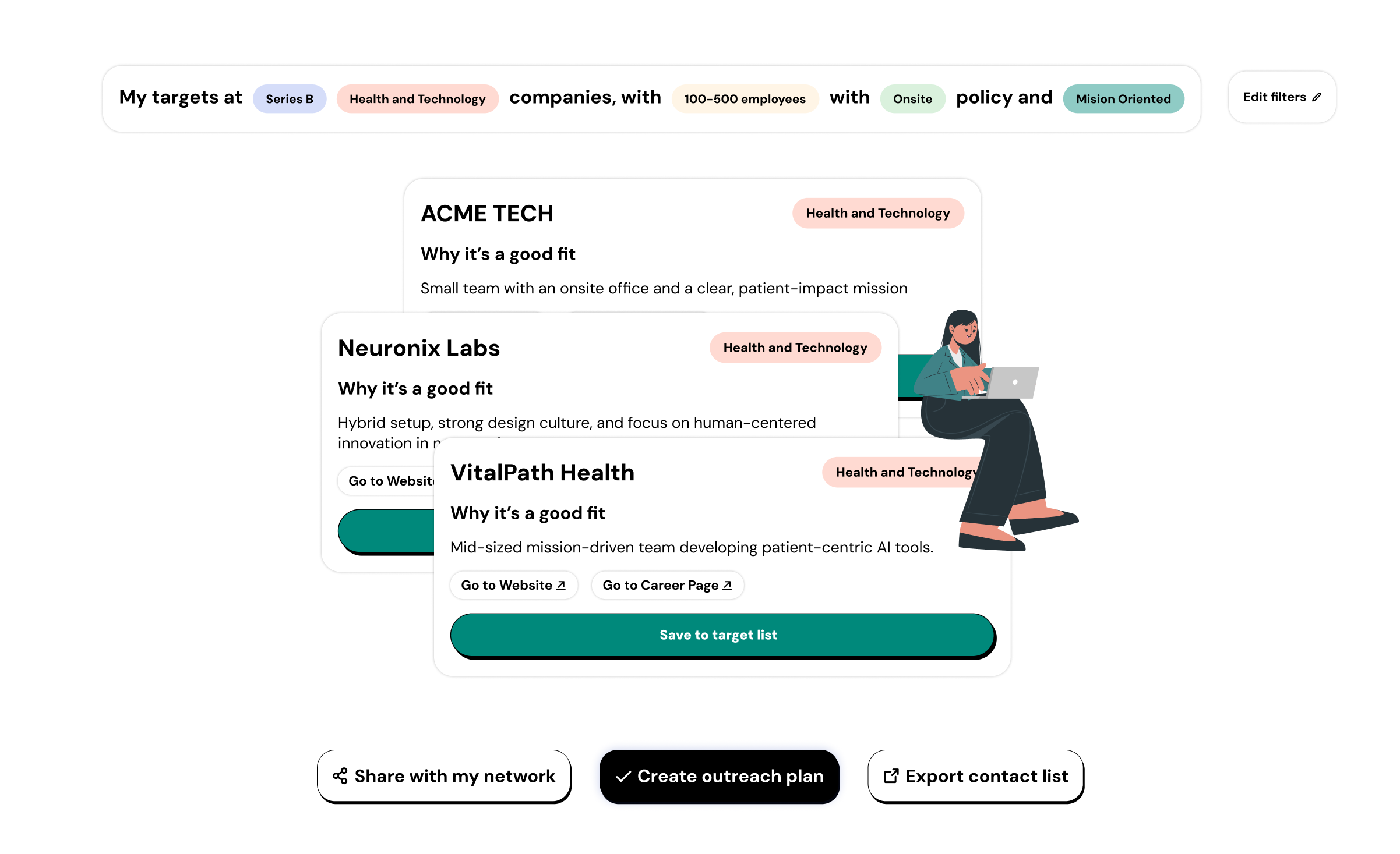 Target company recommendations with hiring signals
