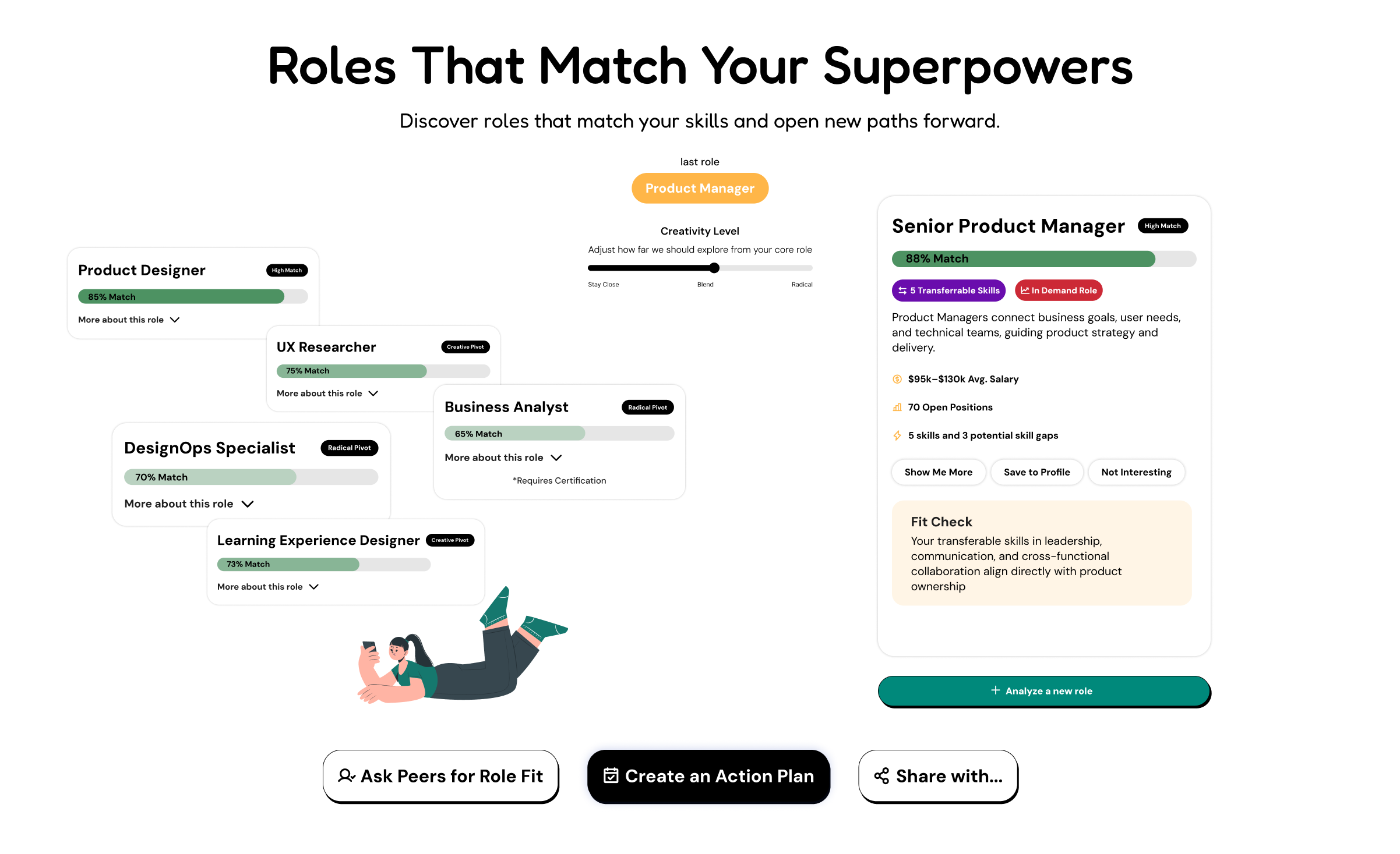 Career recommendations showing role matches