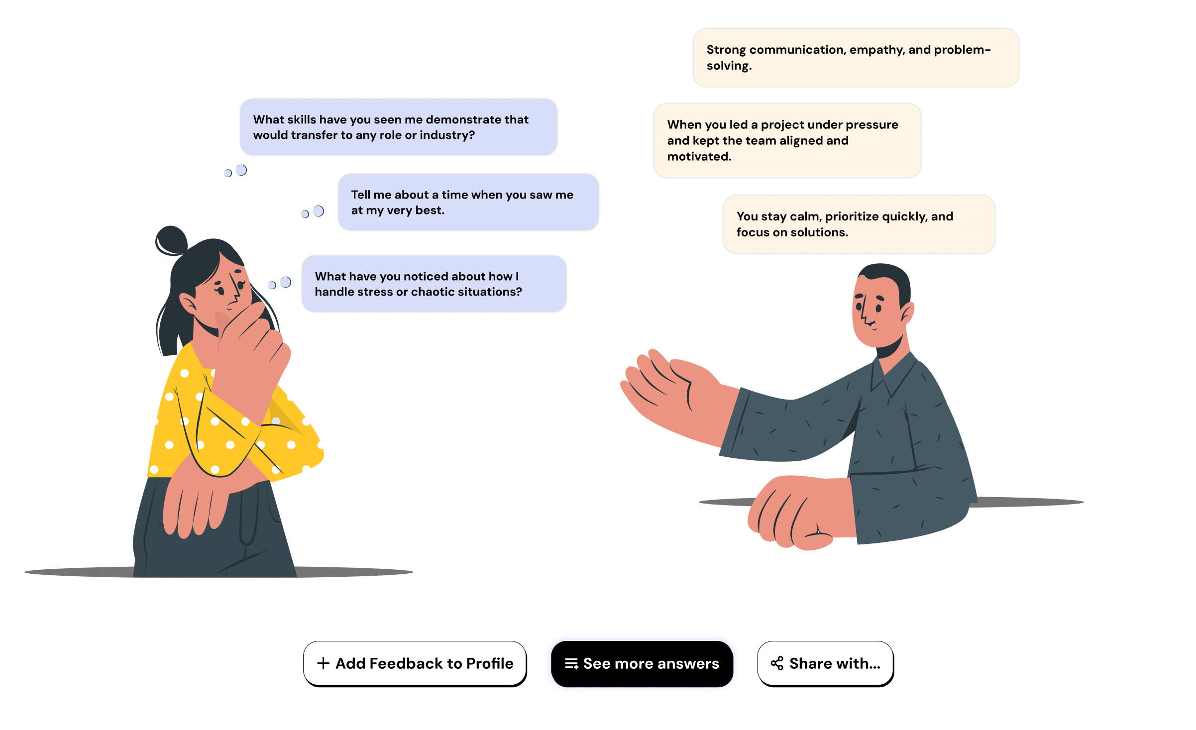 Peer feedback interface showing professional insights